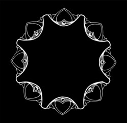 rectangular frame with a contour of flowers. double frame white and green template with an empty space inside for the text of invitations, with plants with leaves in doodle style for weddings and labe