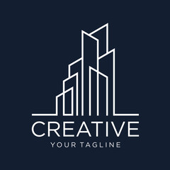 building with line style design inspiration