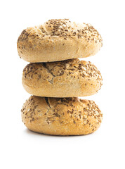 Fototapeta na wymiar Baked bun bread with cumin seeds isolated on white background.