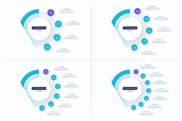 Set of circle infographic design templates. 4 5 6 7 options. Vector illustration