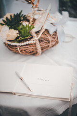 wedding guest book at the wedding reception