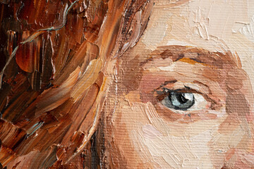 Art painting. Portrait of a girl with red hair is made in a classic style.