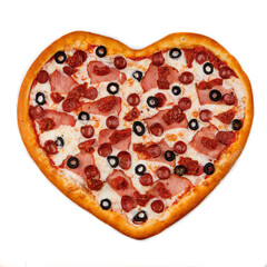 heart shaped pizza isolated on white background for restaurant website3