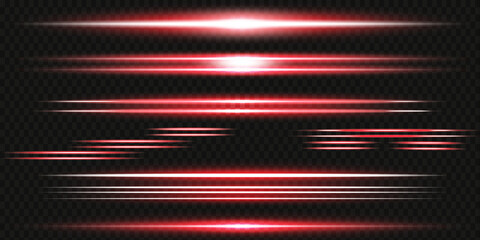Glowing isolated white transparent set of light effects, glare, explosion, sparkle, line, sun flare. Beautiful optical effect of sunlight reflections.
