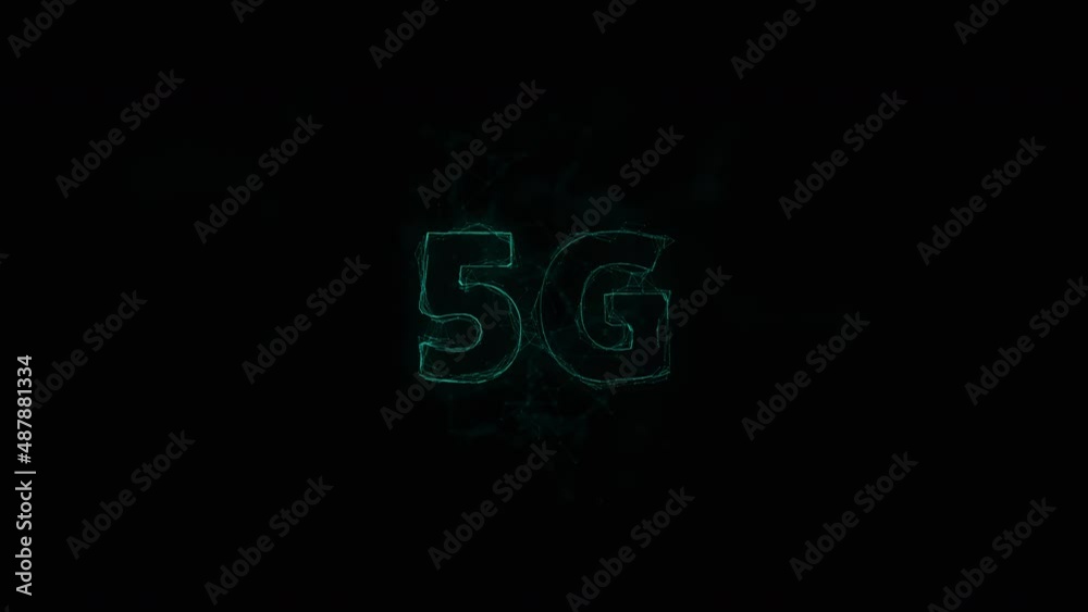 Aufkleber 5G title with plexus effect. Connected lines with dots. Lines title plexus