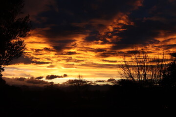Brilliant golden clouds at sunset