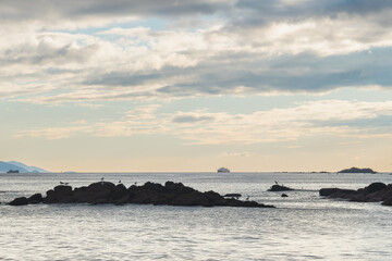 seascape with cloudy sky in the bay in Vigo Spain