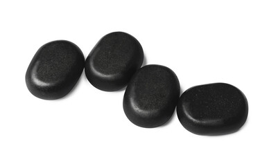 Group of black stones on white background