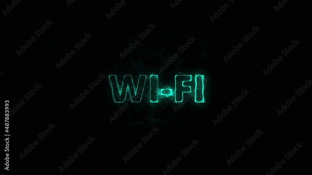 Poster Wi-Fi title with plexus effect. Connected lines with dots. Lines title plexus