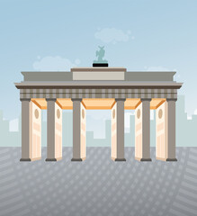 Brandenburg Gate in Berlin, Germany. Flat vector illustration.