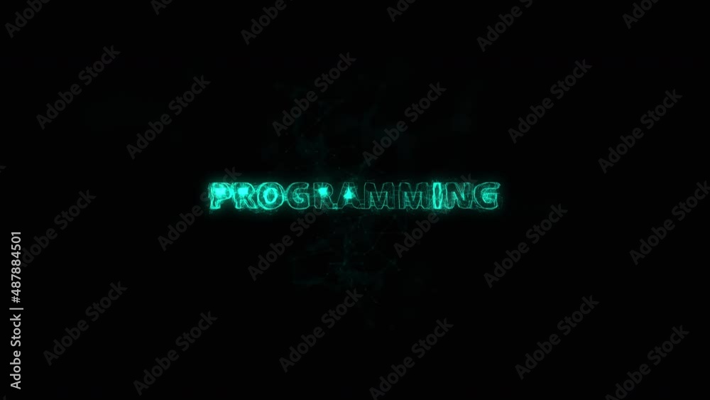Aufkleber Programming title with plexus effect. Connected lines with dots. Lines title plexus