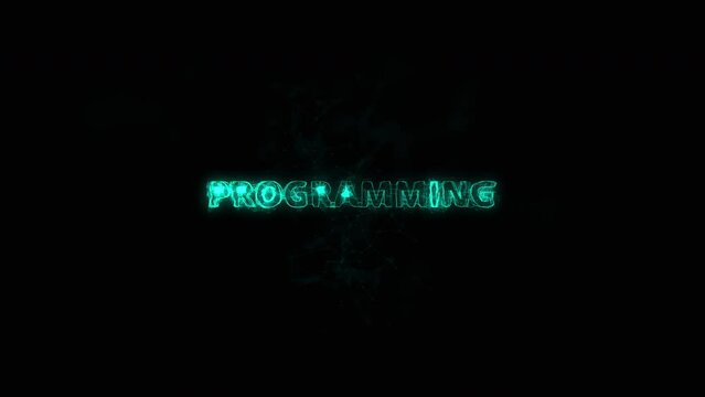 Programming title with plexus effect. Connected lines with dots. Lines title plexus