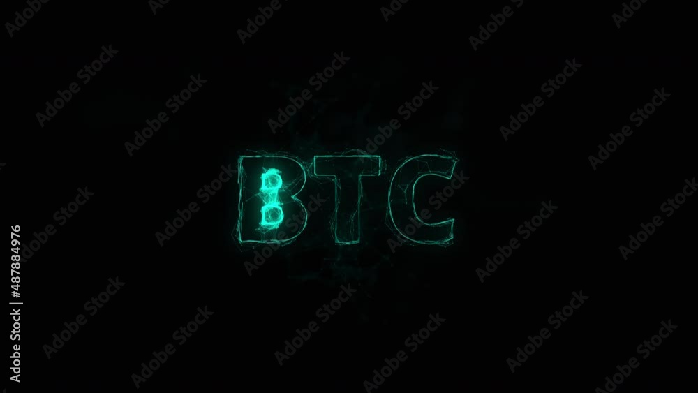 Aufkleber BTC title with plexus effect. Connected lines with dots. Lines title plexus