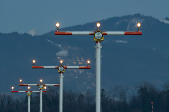 Approach lighting system in Altenrhein in Switzerland