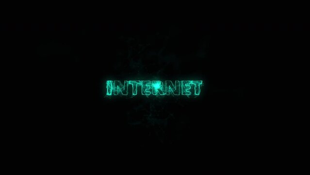 Internet title with plexus effect. Connected lines with dots. Lines title plexus