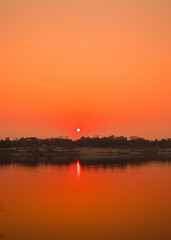 Sunset photography on the river in winter 2022. This image was taken by me on January 17, 2022, from the Doleswori river, Bangladesh, South Asia.