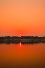 Sunset photography on the river in winter 2022. This image was taken by me on January 17, 2022, from the Doleswori river, Bangladesh, South Asia.