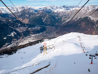 Cable car on Bormio's ski slopes