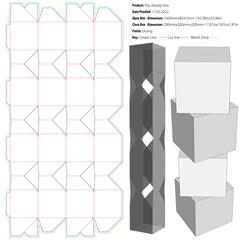 Four pieces pos display box packaging design template gluing die cut - vector