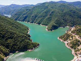Aerial view of Tsankov kamak Reservoir, Bulgaria