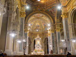 Fototapeta na wymiar Interior of Nostra Signora della Guardia Marian shrine, Genoa