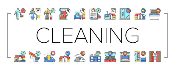 Cleaning Building And Equipment Icons Set Vector .