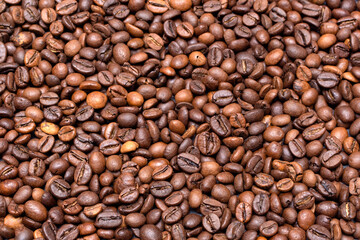 roasted arabica coffee beans close up background