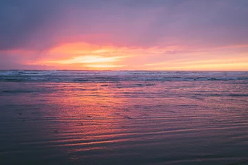 Velvet curtains Lavender Colorful sunset on the Oregon coast