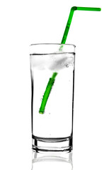 A Glass of Clear Soda over White Background