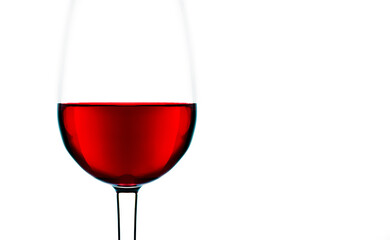 Red Wine Glass over White Background