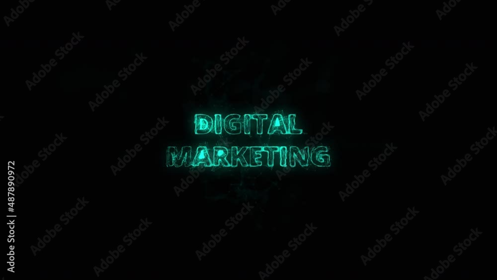 Poster Digital Marketing title with plexus effect. Connected lines with dots. Lines title plexus