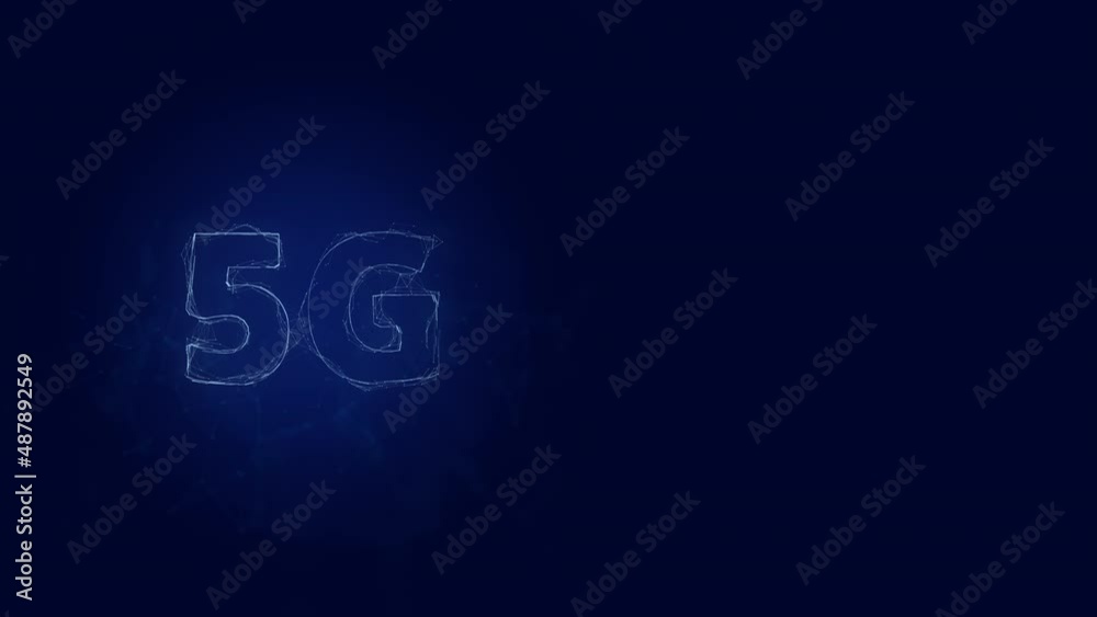 Fototapete 5G title with plexus effect. Connected lines with dots. Lines title plexus