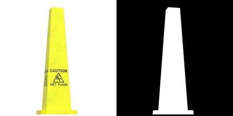 3D rendering illustration of wet floor warning signs