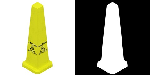 3D rendering illustration of wet floor warning signs