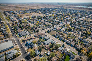 Fototapeta na wymiar Aerial view of Martensville in central Saskatchewan