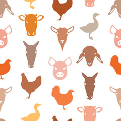 Domestic Farm Animal Pattern Design in Autumn Colors