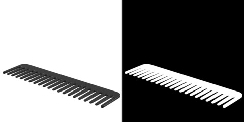 3D rendering illustration of a wide tooth comb