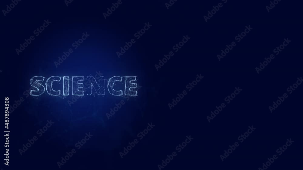 Poster Science title with plexus effect. Connected lines with dots. Lines title plexus
