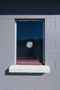 A Window Empty Stadium Ticket Office.