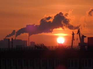 sunrise over city