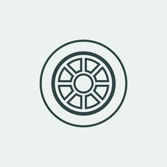 Fototapeta premium Car wheel vector icon illustration sign