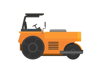Steamroller. Road maintenance vehicle. Simple flat illustration.