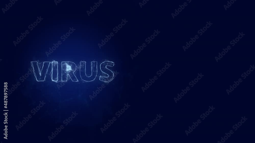 Poster Virus title with plexus effect. Connected lines with dots. Lines title plexus