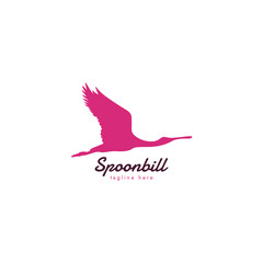 Roseate Spoonbill bird logo design template