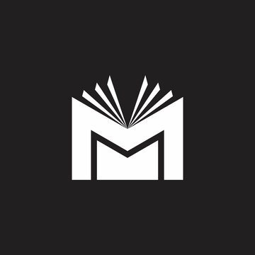 letter m media learning book symbol logo vector