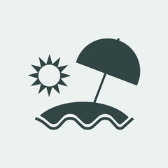 Sun umbrella beach vector icon illustration sign