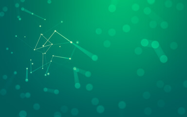 Naklejka premium Abstract background. Molecules technology with polygonal shapes, connecting dots and lines. Connection structure. Big data visualization.