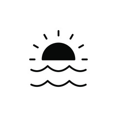Sunrise, Sunset, Sun Solid Icon Vector Illustration Logo Template. Suitable For Many Purposes.