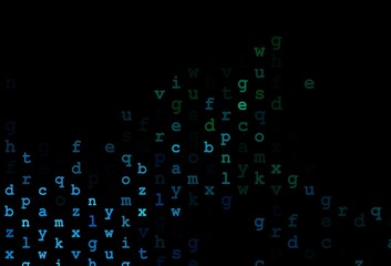 Obraz premium Dark blue, green vector texture with ABC characters.