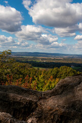 Aerial View of Farmland Amongst Fall Foliage